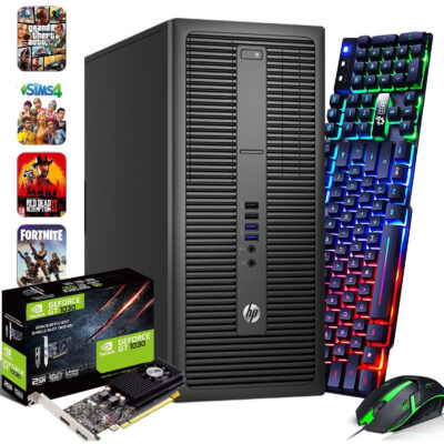 HP EliteDesk 800 G1 Tower | Gaming Desktop Computer PC | Intel Core i5-4570 4th Gen Quad-Core Processor up to 3.60GHz | DDR3 RAM | Solid State Drive SSD | WiFi | NVIDIA Graphics | LED Monitor Screen | Gaming Keyboard & Mouse | Windows 11 Pro (Renewed)