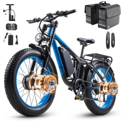 ORZEL K17 Electric Bike for Adults, 749W US-Legal Motor, 48V 25Ah Removable Battery, Shimano 7-Speed, All-Terrain 24"x4" Tires, Hydraulic Disc Brakes - Blue/Silvery, Electric Bike for Men, Electric Bike Foldable, Commuter Bike, Offroad Cycling, Modern Ebike, Sleek Design, Alloy Steel Wheels, Durable Construction, Adult Ebike, Electric Dirt Bike For Men, Electric Bicycle For Men, E Bike, Free