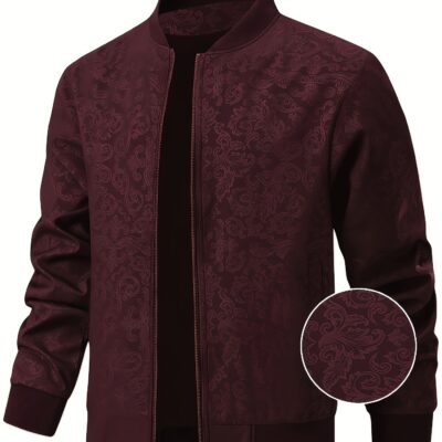 Men's Heavy-Duty Bomber Jacket - All-Season Zip-Up Flight Coat with Baseball collar, Navy Blue Casual Pilot Jacket for Urban, Outdoor, Party - Machine Washable Bomber Jacket for Men & Teens, Durable Textile
