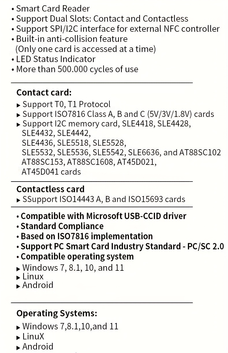 USB2.0 Smart Card Reader+ NFC 2-in-1 IC Card Reader