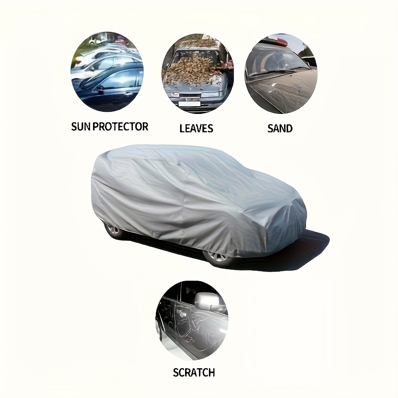 1pc Universal Waterproof Car Cover - UV, Rain, Dust, Snow & High-Temperature Resistant PEVA Material, All-Season Vehicle Protection, Dustproof, Silvery Appearance, Auto Accessories, Car Covering|Sleek Car Cover|Durable Car Cover, Car Covering