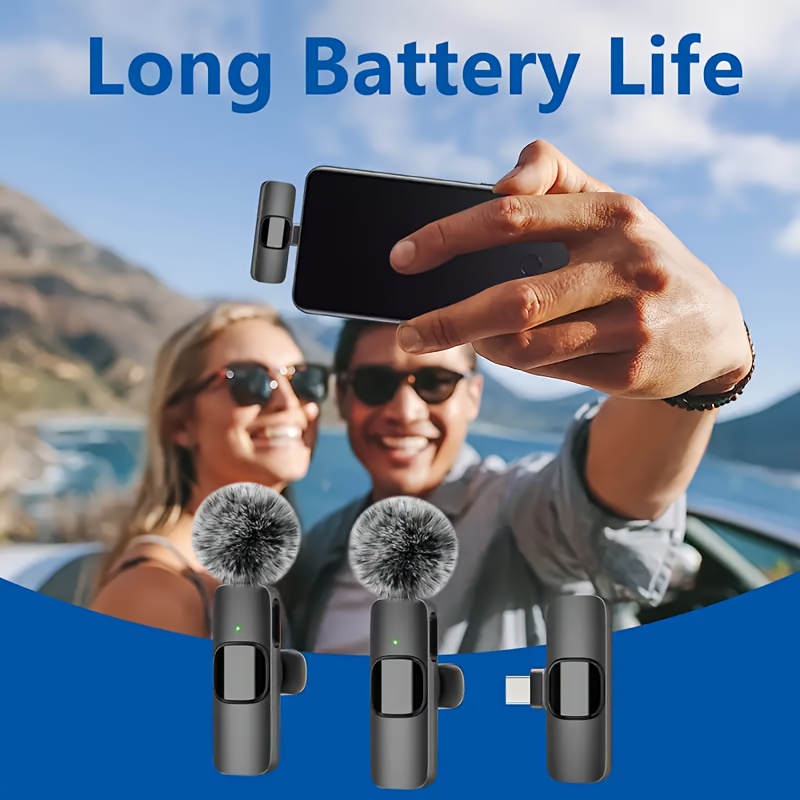 Kouzone Clip-on Microphone with Noise Cancellation - Portable, USB-C Compatible, Long Battery Life, Ideal for Streaming, Online Teaching, Public Speaking, YouTube Videos, Professional Audio Quality, Public Speaking Equipment | Compact Microphone | Durable Build