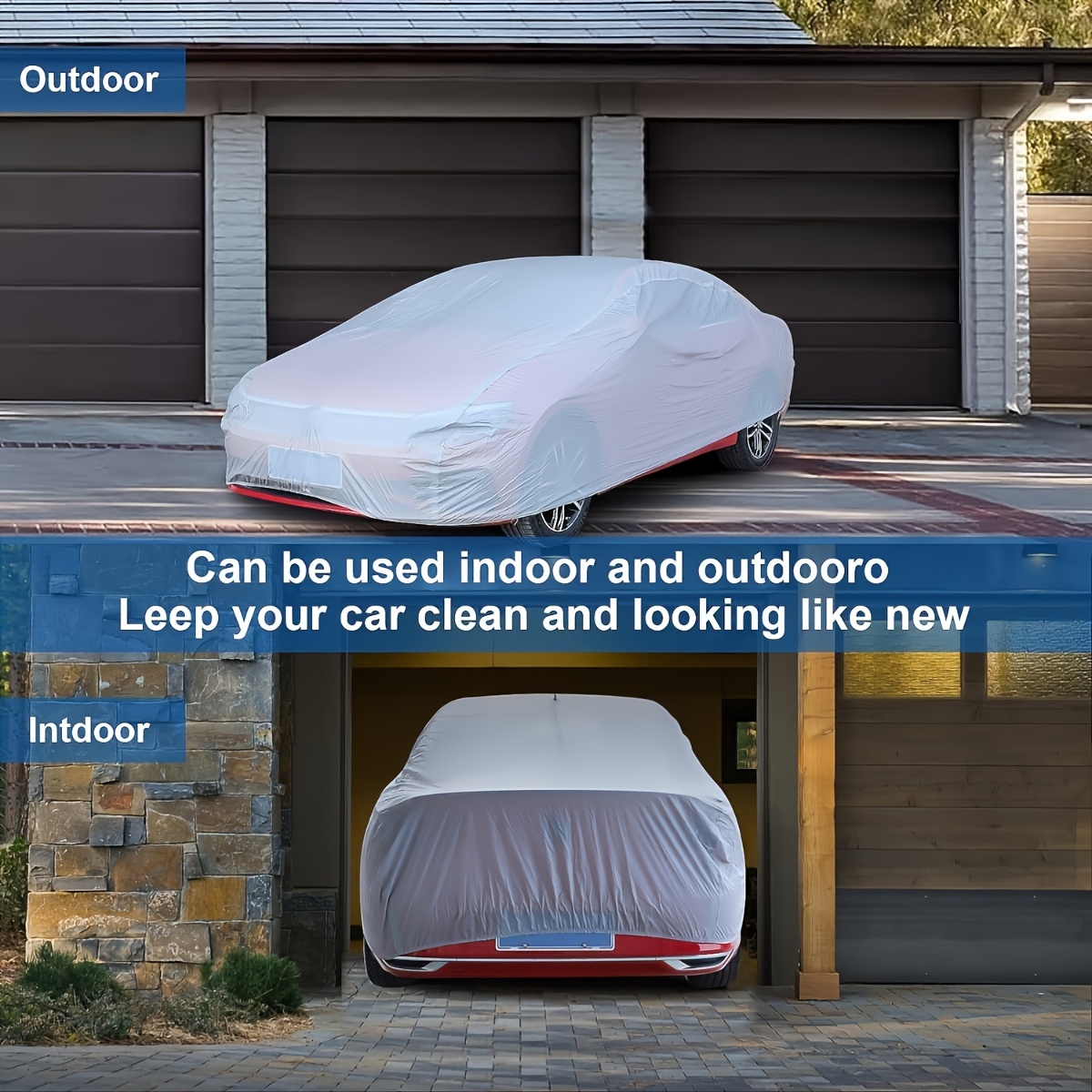 1pc Universal Waterproof Car Cover - UV, Rain, Dust, Snow & High-Temperature Resistant PEVA Material, All-Season Vehicle Protection, Dustproof, Silvery Appearance, Auto Accessories, Car Covering|Sleek Car Cover|Durable Car Cover, Car Covering