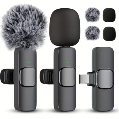 Kouzone Clip-on Microphone with Noise Cancellation - Portable, USB-C Compatible, Long Battery Life, Ideal for Streaming, Online Teaching, Public Speaking, YouTube Videos, Professional Audio Quality, Public Speaking Equipment | Compact Microphone | Durable Build