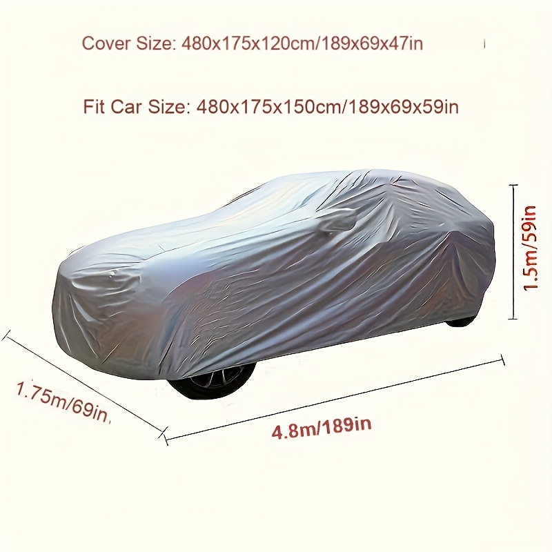 1pc Universal Waterproof Car Cover - UV, Rain, Dust, Snow & High-Temperature Resistant PEVA Material, All-Season Vehicle Protection, Dustproof, Silvery Appearance, Auto Accessories, Car Covering|Sleek Car Cover|Durable Car Cover, Car Covering