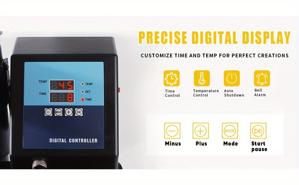 Professional Grade 8-in-1 Heat Press Machine Combo - Durable Thermal Press for T-Shirts, Mugs, and Caps with 2D Sublimation Printer, Interchangeable Pads, Adjustable Settings, Black, Accessory Customization | Heat Press Transfer Designs