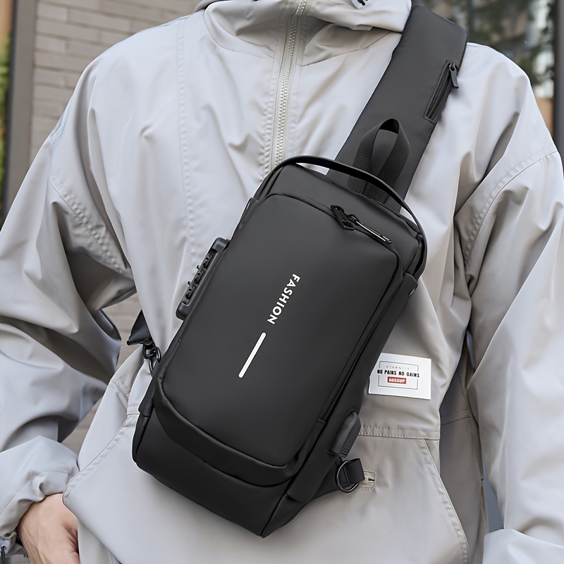 [Anti-Theft Crossbody Bag] Durable Anti-Theft H7 3-5DAYS Men's Password Lock Crossbody Bag | Adjustable Strap, Multiple Compartments, Zipper Closure, Ideal for Motorcycle, Casual Sports, Daily Commute & Urban Hiking, Secure Travel Bag, Sleek Design, Sturdy Construction