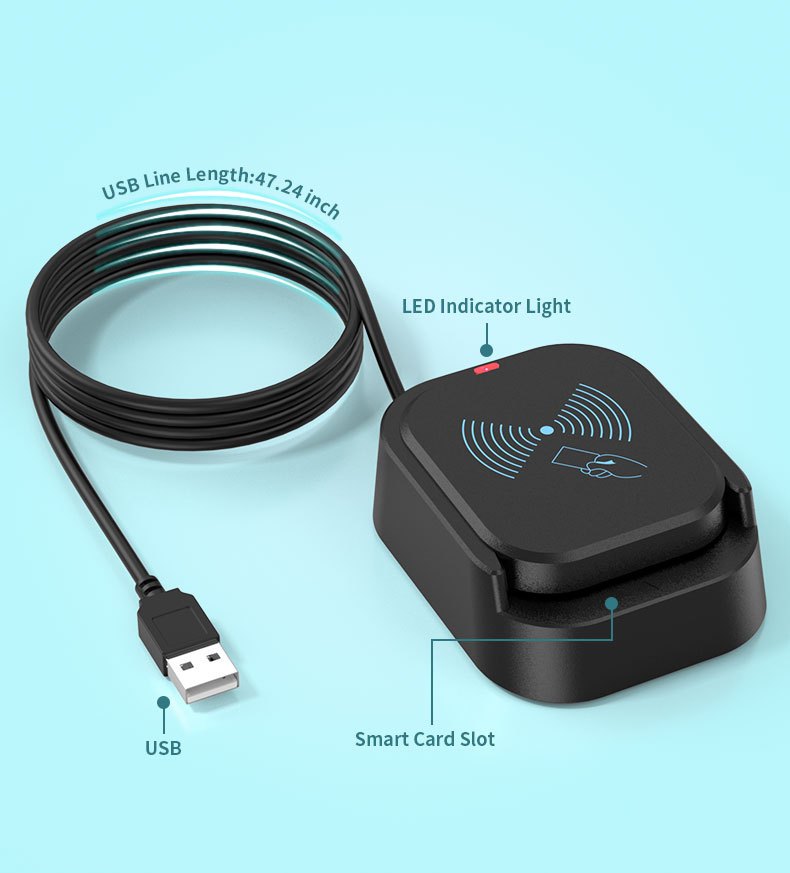 USB2.0 Smart Card Reader+ NFC 2-in-1 IC Card Reader