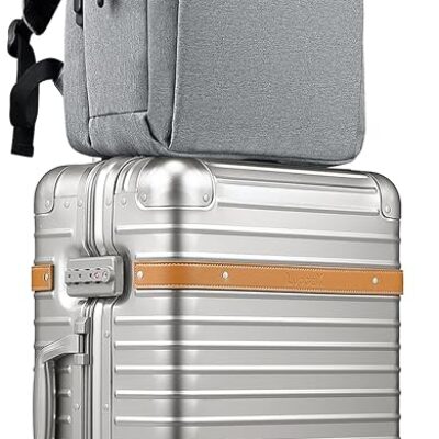LUGGEX All Aluminum Carry On Luggage with Wheels - Zipperless Hardshell Suitcase with TSA Lock (Matte Silver, 2-Piece (20/Backpack))