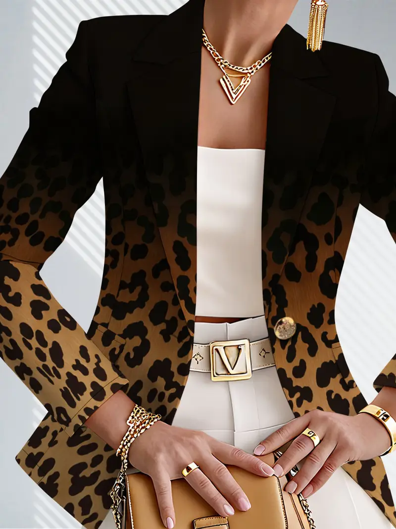 Autumn Women's campus fashion wear outdoor travel clothing pattern tops printed pattern elegant Women's autumn coat exquisite suit jacket,, Seasonal Wear, Autumn Wardrobe, Stylish Outerwear, Feminine Design, Quality Stitching, Comfortable Material, Long Sleeve Top, Fashion Outerwear, Women, College - Image 2