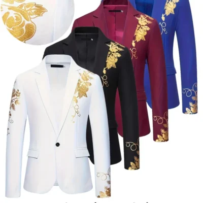 Foreign Trade Men’s Golden-Stamped Business Suit Jacket