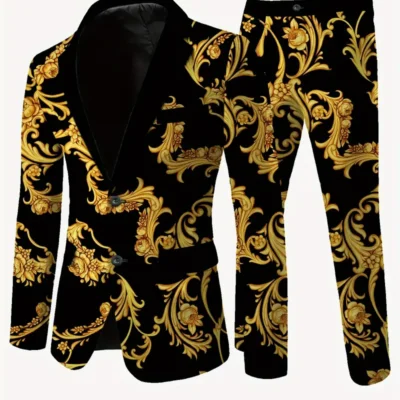 Men’S Suit Set with Jacket And Trousers, Casual High-End Wrinkle-Free Suit And Pants Ensemble.