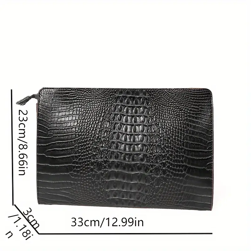 Men's Crocodile Pattern Clutch Bag - Stylish Black Envelope Handbag with Random Location & Pattern, Perfect for Everyday Commute and Professional Use, Casual Accessory | Crocodile Pattern Bag | Bag - Image 2