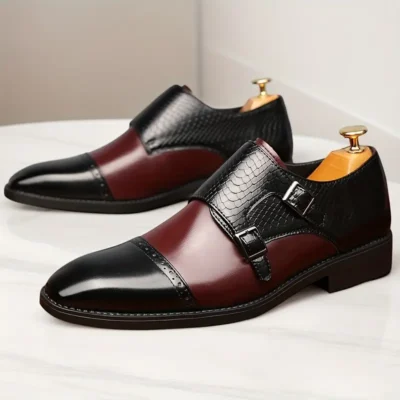 Men’s Genuine Leather Oxford Shoes – Split-Design Business & Casual Lace-Up s with Elastic Rubber Sole, Low-Top Toe (No Bulk) – All-Season Wedding, Office & Party Footwear – British Style Full-Grain Leather Upper