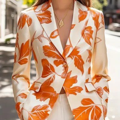 Women’s Elegant -Inspired Floral Ginkgo Leaf Blazer – & Mustard-Yellow H-Shape Tailored Single-Button Jacket, Structured Long Sleeve -Season Coat for, Weddings & Formal Events (Beige/), Blouses For Women, Blouses For Women Elegant Classy, Ladies Tops And Blouses, Women Tops And Blouses, Blouses And Tops For Women, Blouse For Women, Tops For Women Elegant Classy, Ladies Blouses For Women, Long Sleeve Blouse For Women, Womens Clothes, Office Outfits For Women, Tops Women