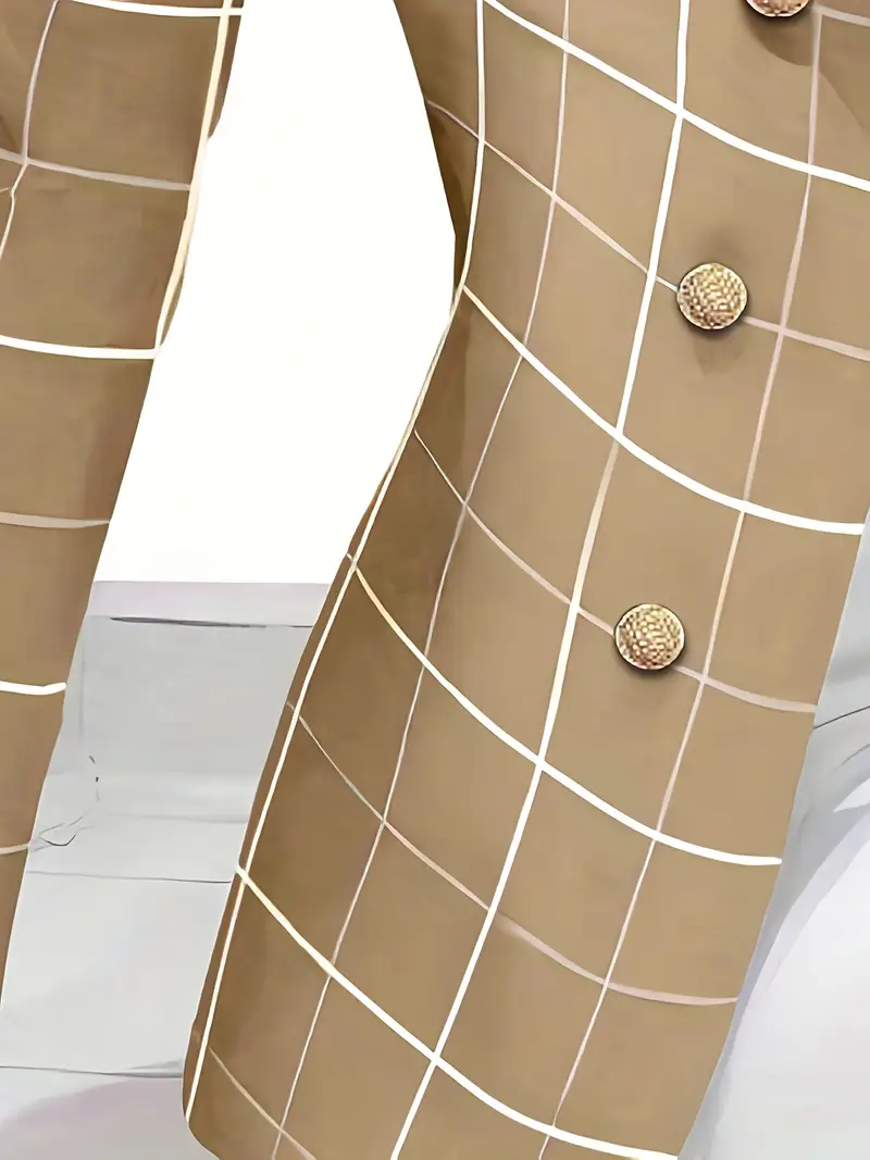 Women's Elegant Lapel Blazer Jacket - Structured Loose-Fit Striped Tailored Coat with White Piping, Long Sleeve Winter Winter Office & Formal Wear, Machine Washable (No Belt) - Professional & Casual Outerwear - Image 2