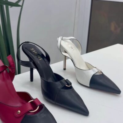 Simmi Black and White Pointed Toe Heels – Elegant Two-Tone Stilettos for Women