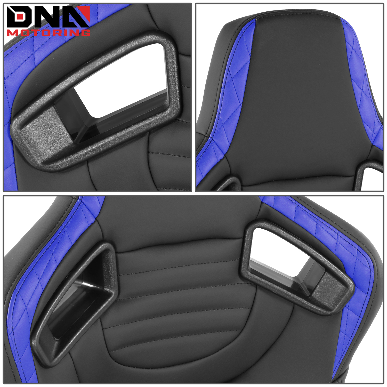 DNA MOTORING Universal Reclinable Racing Seats with Bottom Mount Sliders,21