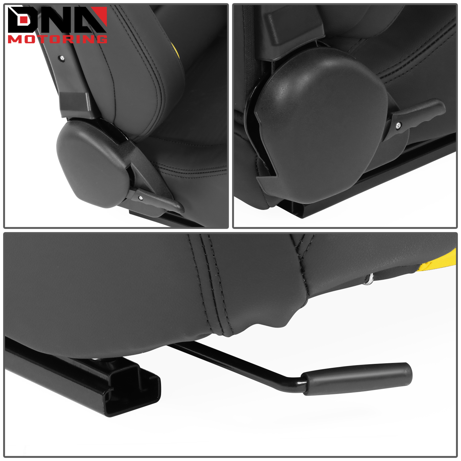DNA MOTORING Universal Reclinable Racing Seats with Bottom Mount Sliders,21