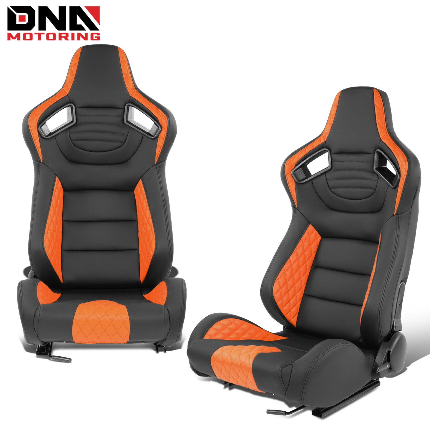 DNA MOTORING Universal Reclinable Racing Seats with Bottom Mount Sliders,21