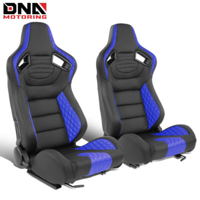 DNA MOTORING Universal Reclinable Racing Seats with Bottom Mount Sliders,21" W X 22" D X 38" H