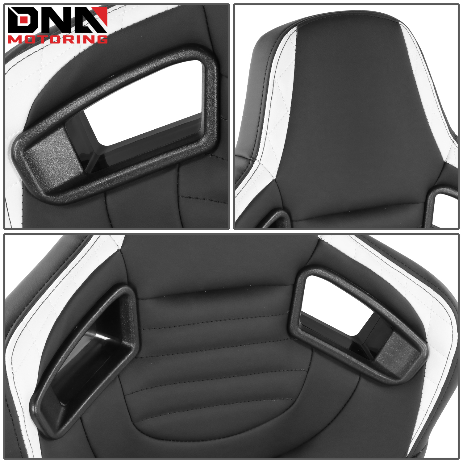 DNA MOTORING Universal Reclinable Racing Seats with Bottom Mount Sliders,21