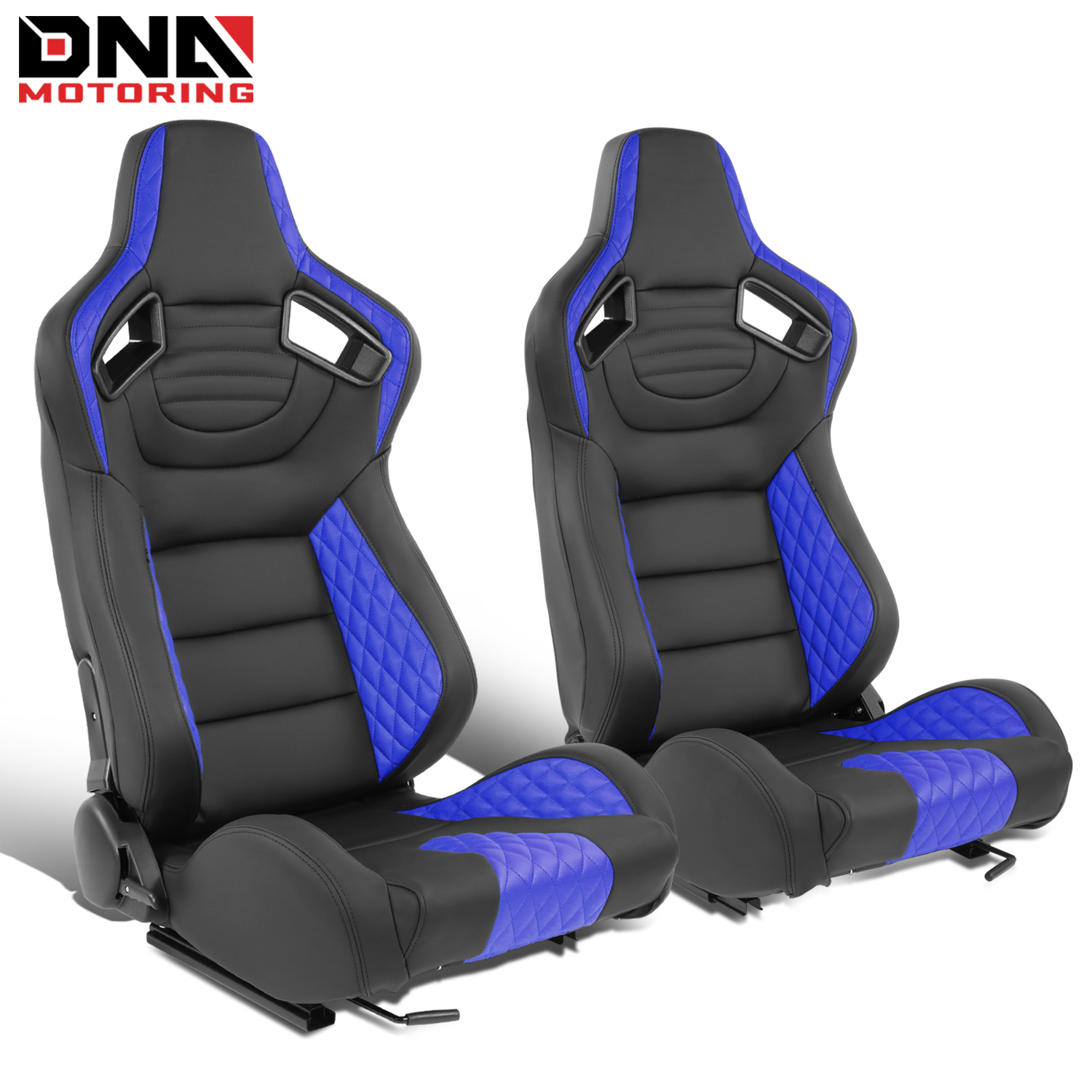 DNA MOTORING Universal Reclinable Racing Seats with Bottom Mount Sliders,21
