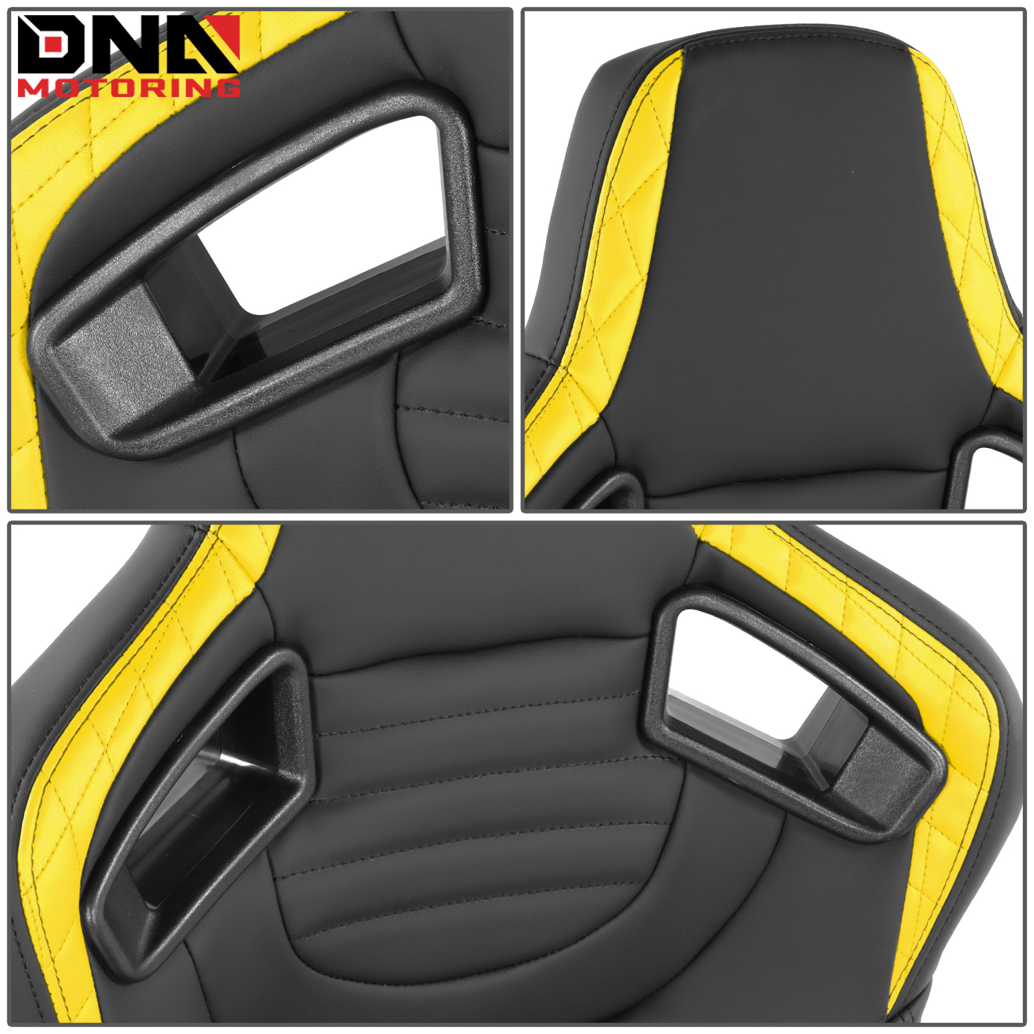 DNA MOTORING Universal Reclinable Racing Seats with Bottom Mount Sliders,21