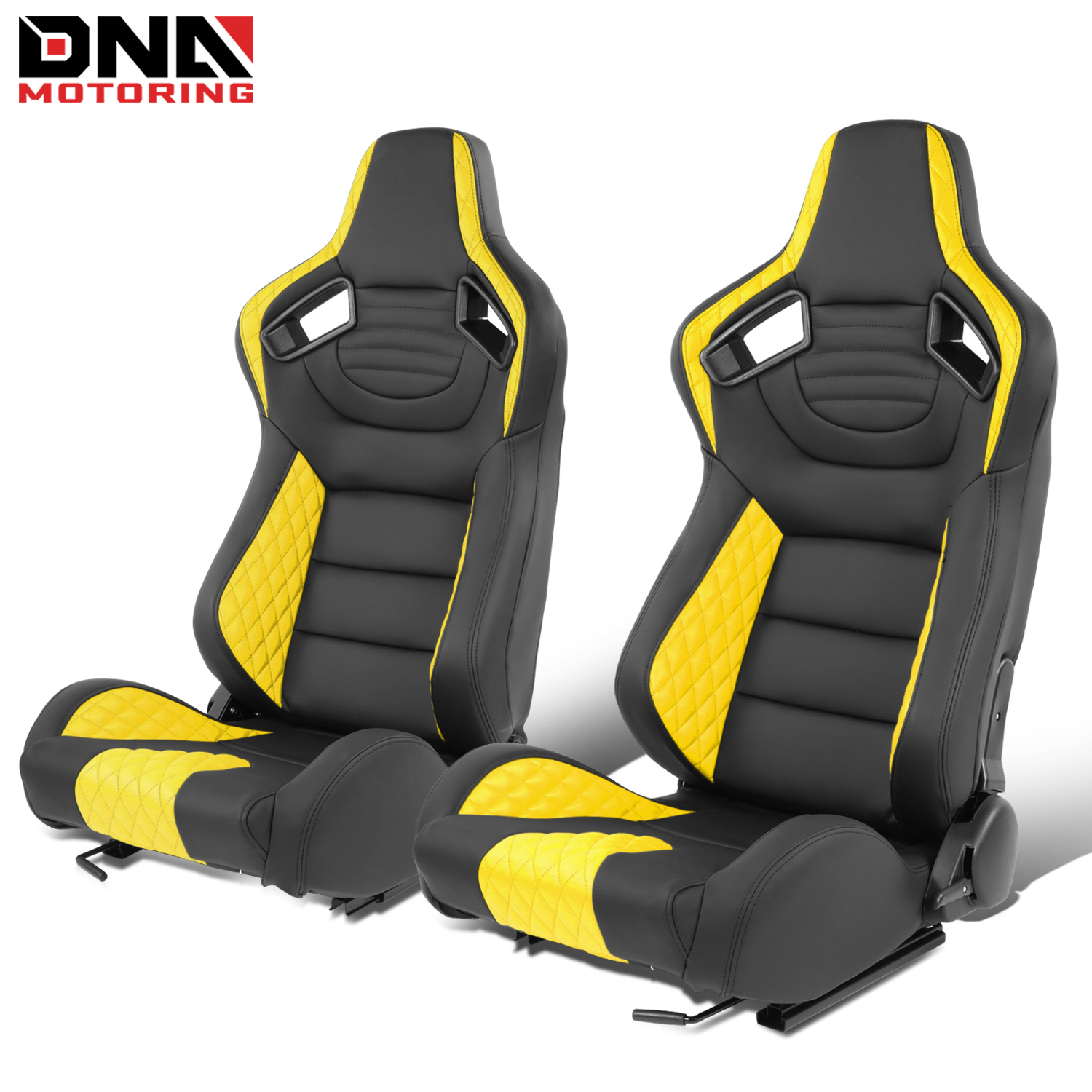 DNA MOTORING Universal Reclinable Racing Seats with Bottom Mount Sliders,21