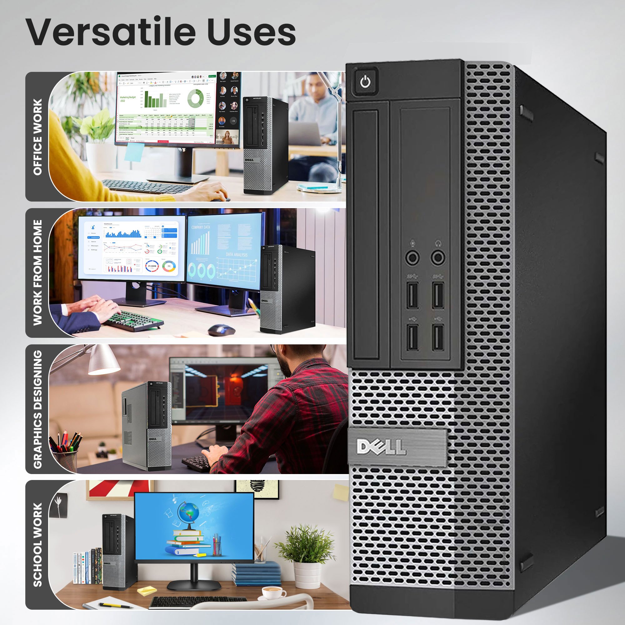 Dell Desktop SFF Computer PC | Intel Core i5 | 8GB RAM | 500GB Hard Disk Drive HDD | Wired Keyboard and Mouse | 19