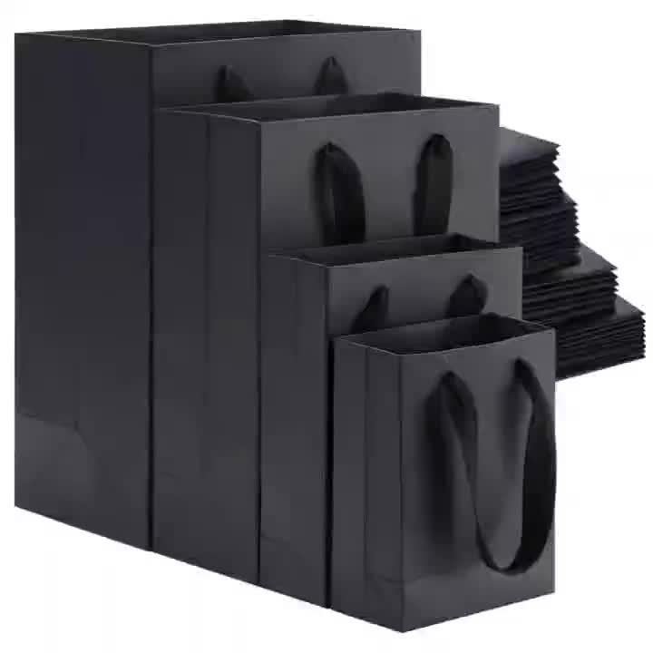 10pcs Elegant Black Paper Gift Bags with Sturdy Handles - Multiple Sizes for Weddings, Birthdays, Parties, Retail & Events - Durable Design for Shopping, Trinkets, Gift Wrapping & Retail Packaging, Reinforced Edges, Event Supplies, Stylish Packaging, Highquality Packaging, Wedding Planners - Image 8