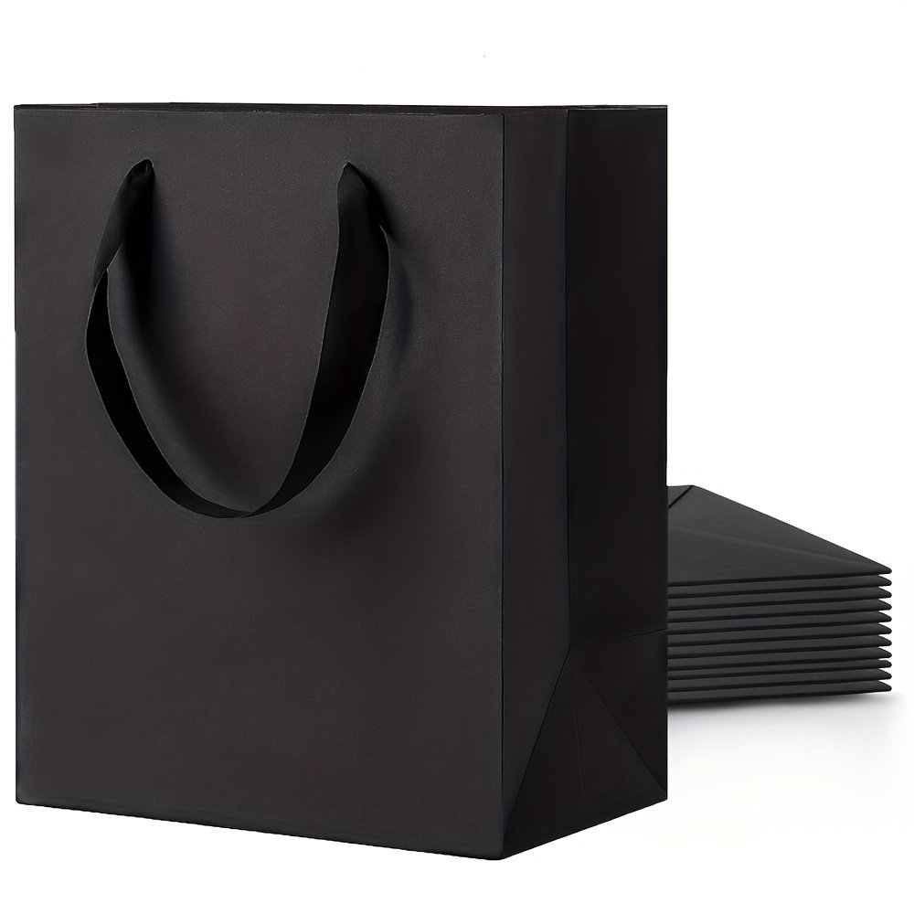 10pcs Elegant Black Paper Gift Bags with Sturdy Handles - Multiple Sizes for Weddings, Birthdays, Parties, Retail & Events - Durable Design for Shopping, Trinkets, Gift Wrapping & Retail Packaging, Reinforced Edges, Event Supplies, Stylish Packaging, Highquality Packaging, Wedding Planners - Image 6