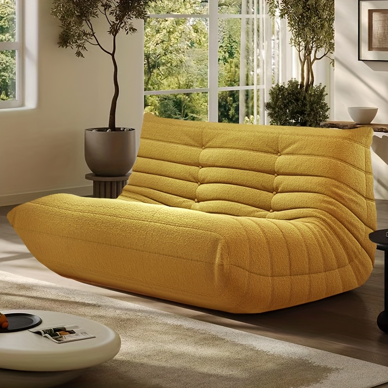 [Double Sofa Chair] Large Double Sofa, Couple's Bean Bag Chair, Teddy Velvet, No Assembly Required | Adult Bean Bag Chair, Compression Sofa, Sofa for Two, Armless Lounge Chair, Suitable for Multiple Room Types, Creative Fireplace Chair
