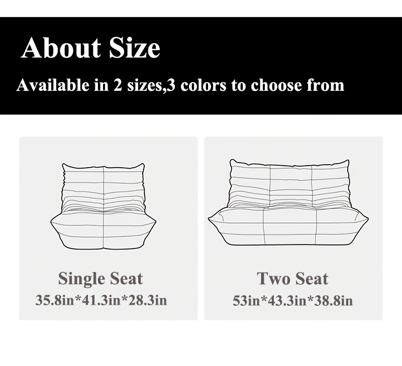 [Double Sofa Chair] Large Double Sofa, Couple's Bean Bag Chair, Teddy Velvet, No Assembly Required | Adult Bean Bag Chair, Compression Sofa, Sofa for Two, Armless Lounge Chair, Suitable for Multiple Room Types, Creative Fireplace Chair