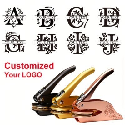 1pc Custom Pattern Embossed Stamp, Floral Letter Series in Black/Golden/Rose Golden Trio – Portable Embossing Tool for Party Invitations/Tissue Paper/Envelopes/Cards/Anniversary/Birthday/Holiday Gifts – ZMXL2