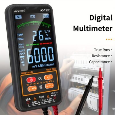 [Auto-Ranging Voltmeter] Smart Digital Multimeter – Auto-Ranging Voltmeter Measures Voltage, Current, Capacitance, Resistance, Continuity, Duty-Cycle, Temperature, and Frequency – Electrical Tester