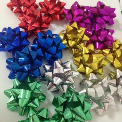 120 value Christmas and daily gift packaging bows, 6 color combinations, star flower with flowers, wedding party gifts 5cm/1.96 inches