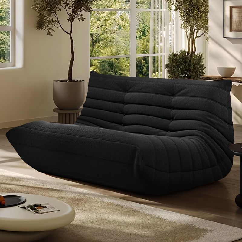 [Double Sofa Chair] Large Double Sofa, Couple's Bean Bag Chair, Teddy Velvet, No Assembly Required | Adult Bean Bag Chair, Compression Sofa, Sofa for Two, Armless Lounge Chair, Suitable for Multiple Room Types, Creative Fireplace Chair