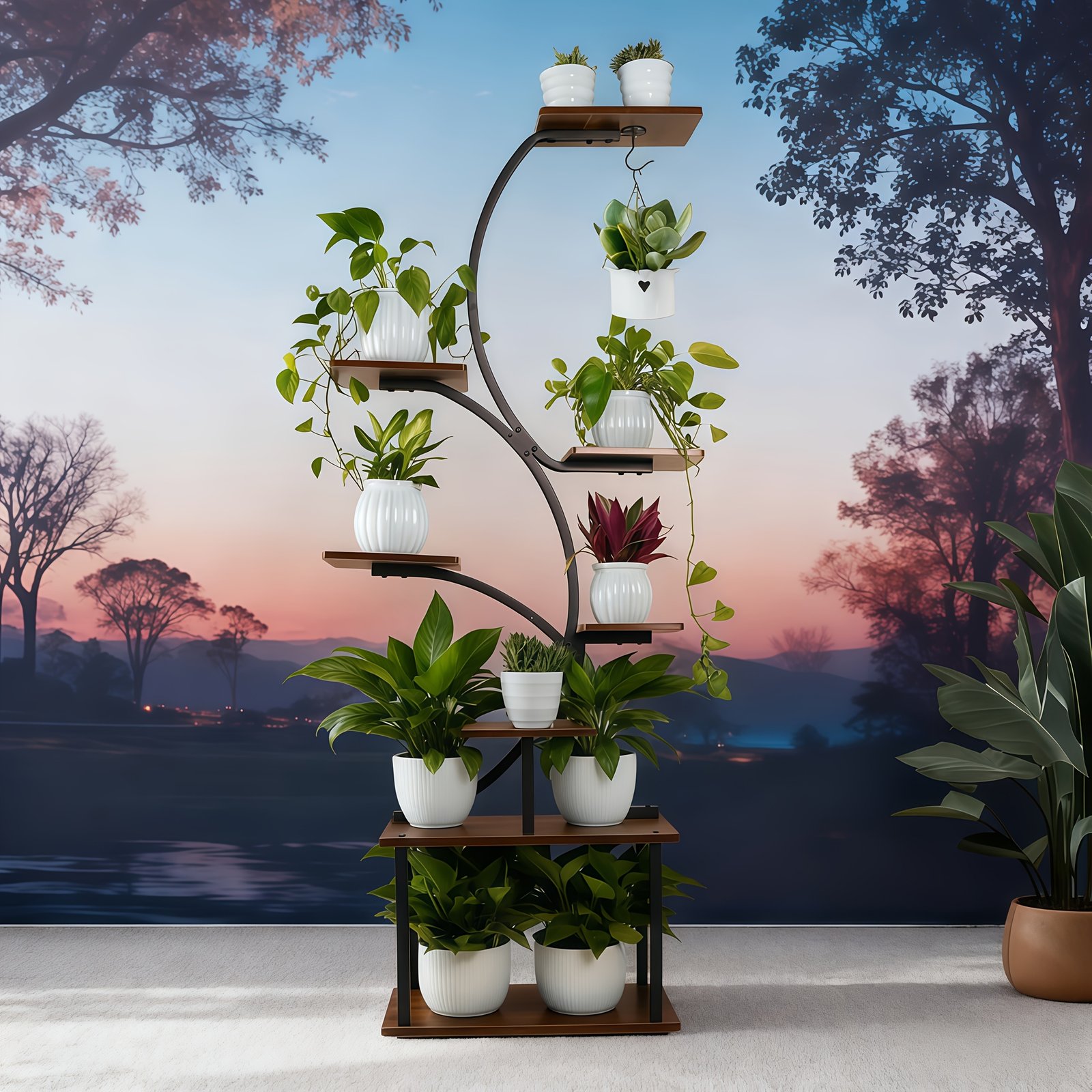 Multi-Level Illuminated Plant Stand: Modern American Home Fashion Indoor Gardening Solution - Displays 8+ Plants, Warm Lighting & Space-Saving Design - Plant Representative for Indoor Plants - Image 6