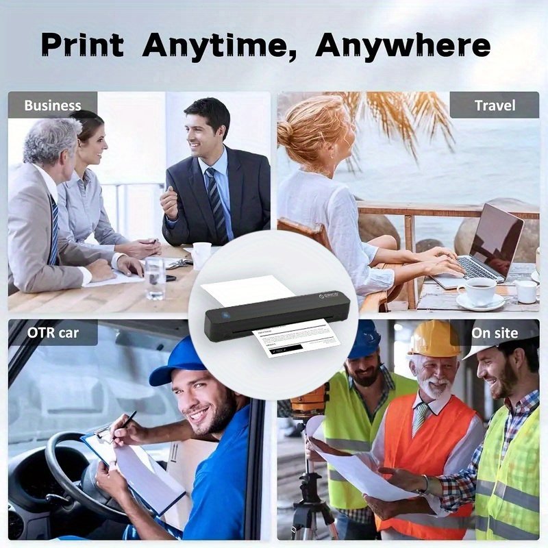 ORICO Mini Portable A4 Thermal Printer, Wireless Printing, No Ink Required, Compatible with Android and iOS Systems, Supports Up to 216mm Wide Thermal Paper, Suitable for Office, Home, School Use, Convenient for Outdoor Carrying