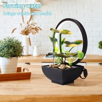 1pc USB Powered Home And Office Decorative Desktop Fountain, Portable Desktop Waterfall Kit for Soothing And Relaxing, Zen Meditation Indoor Fountain with Natural Rocks, Room Decoration, Christmas Decoration, Christmas Gift, Spring Summer Decorations