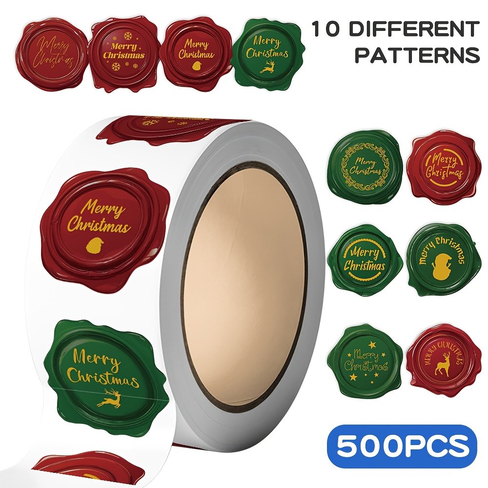 500pcs Christmas Sticker Roll - "Merry Christmas" Labels, Suitable for Greeting Cards, Envelope Seals, Gift Wrapping, and Holiday Decorations, Perfect for Christmas Rolls, Christma Wrapping Paper And Tag, Christma Gift Tag With String, Christma Gift Tag Green, Christma Tag With String, Christmas Gift Tag, Thank You Sticker, Christmas Decoration, Christmas Wrapping Accessories - Image 5