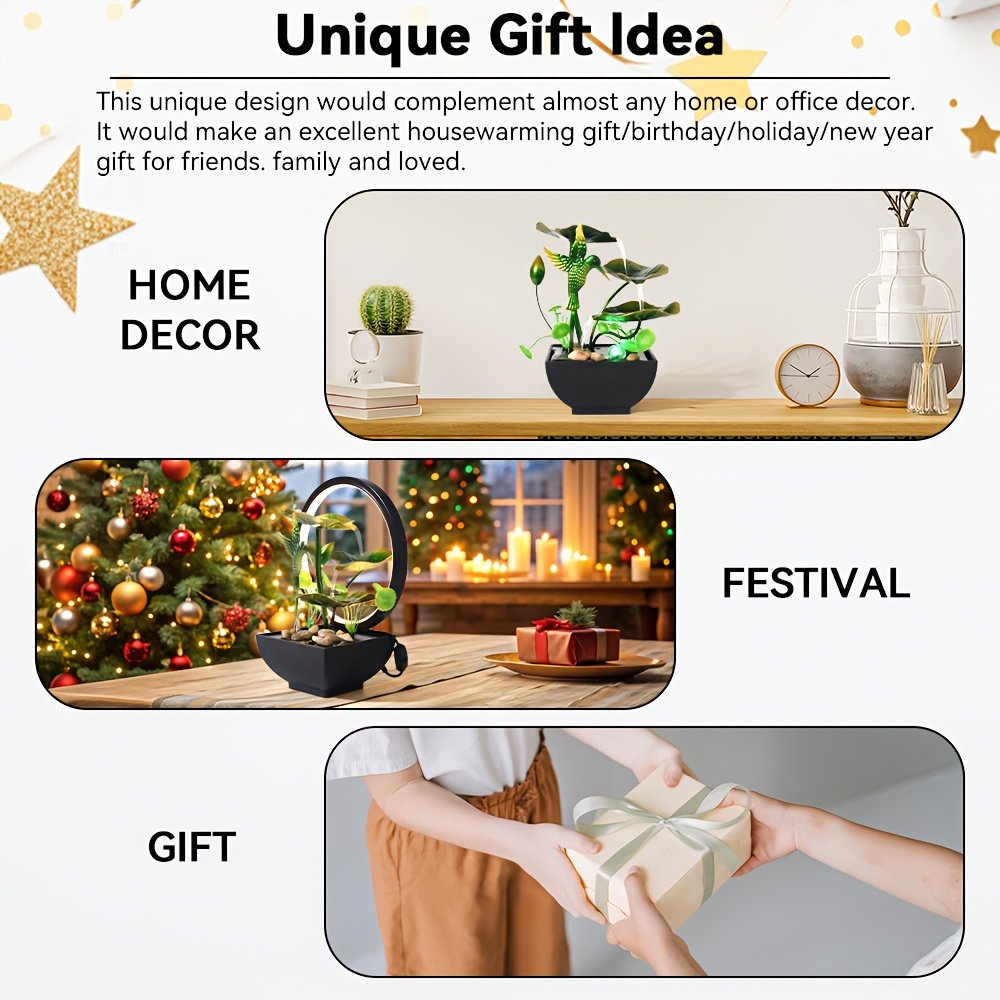 1pc USB Powered Home And Office Decorative Desktop Fountain, Portable Desktop Waterfall Kit for Soothing And Relaxing, Zen Meditation Indoor Fountain with Natural Rocks, Room Decoration, Christmas Decoration, Christmas Gift, Spring Summer Decorations