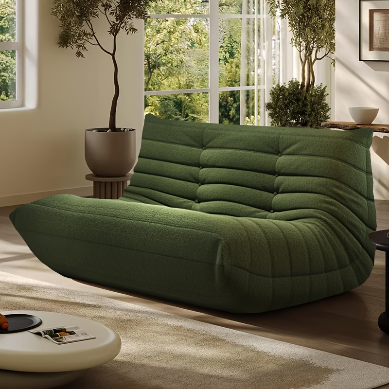 [Double Sofa Chair] Large Double Sofa, Couple's Bean Bag Chair, Teddy Velvet, No Assembly Required | Adult Bean Bag Chair, Compression Sofa, Sofa for Two, Armless Lounge Chair, Suitable for Multiple Room Types, Creative Fireplace Chair