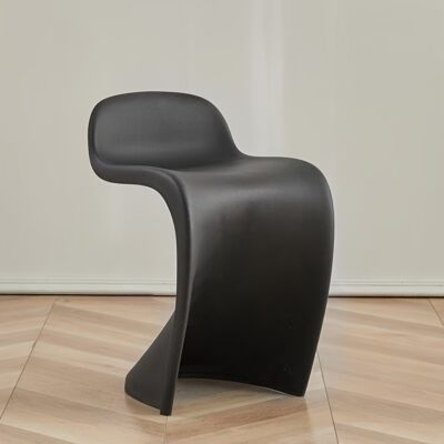 1pc Creative S-Shaped Single Chair with Strong Load-Bearing Capacity - Modern Minimalist Black Plastic Design, Ergonomic Comfort for Living Room, Bedroom, Study - Easy Assembly, No Power Needed, Chair for Living Room, Bedroom Furniture, Sleek Furniture, Durable Construction