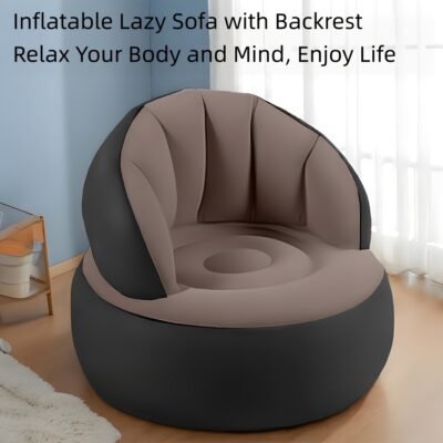 [Quick-Inflate Inflatable Sofa] Portable Quick-Inflate Foldable Inflatable Sofa with Backrest | 1pc PVC Flocked Surface Lazy Couch for Living Room Game Bedroom Balcony Reading, Compressed Sofa Bed, Air Sofa, Boneless Couch In A Box, Multipurpose Minimalist Lightweight Durable Inflatable Furniture