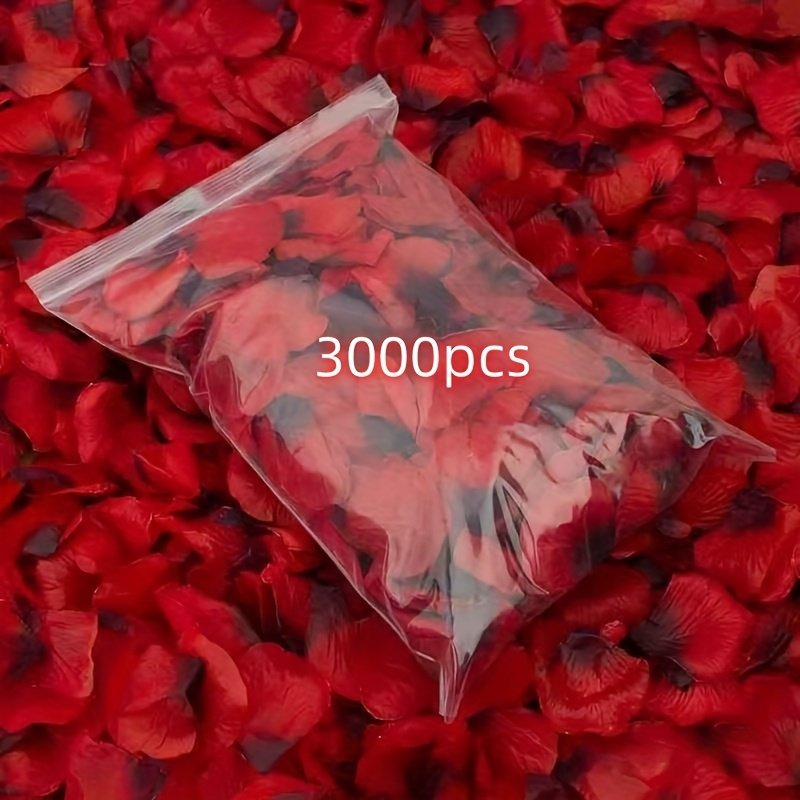 [Realistic Rose Petals] 3000pcs Realistic Red Rose Petals - Durable Plastic Floral Decorations for Wedding, Valentine's, Party Decor - Indoor/Outdoor Use - No Maintenance Elegant Floral Arrangements, Anniversary, Birthday, Photo Backdrops - Wedding Decorations, Decorative Petal Scatter, Reusable Decorations, Event Embellishments, Home Stylists