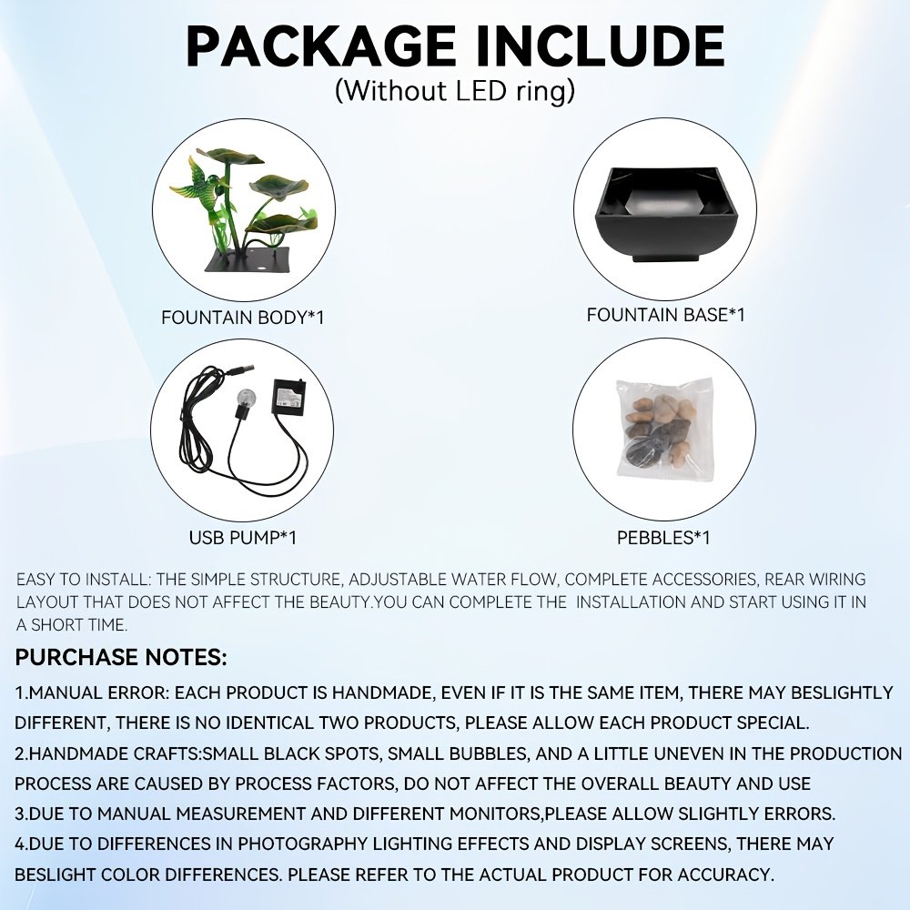 1pc USB Powered Home And Office Decorative Desktop Fountain, Portable Desktop Waterfall Kit for Soothing And Relaxing, Zen Meditation Indoor Fountain with Natural Rocks, Room Decoration, Christmas Decoration, Christmas Gift, Spring Summer Decorations