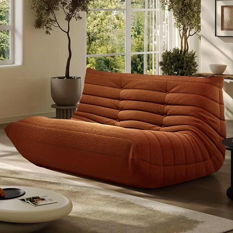 [Double Sofa Chair] Large Double Sofa, Couple's Bean Bag Chair, Teddy Velvet, No Assembly Required | Adult Bean Bag Chair, Compression Sofa, Sofa for Two, Armless Lounge Chair, Suitable for Multiple Room Types, Creative Fireplace Chair