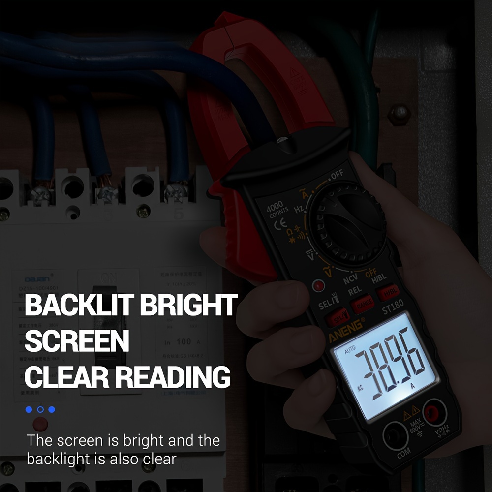 [Clamp Multimeter] 4000 Counts ST180 Clamp Multimeter Kit | Current Meter, Test Pen, Flashlight, Buzzer, Measuring Current, Voltage, Capacitance, Resistance, NVC Detection, Diode Continuity, Duty Cycle (AC Current) - Does Not Support DC